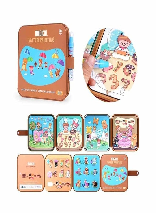 TEMSON Magical Water Painting Book, No-Mess Art Book Busy Book for Kid, Reusable Drawing Coloring Book with Portable Doodle (Cartoon) - Image 1
